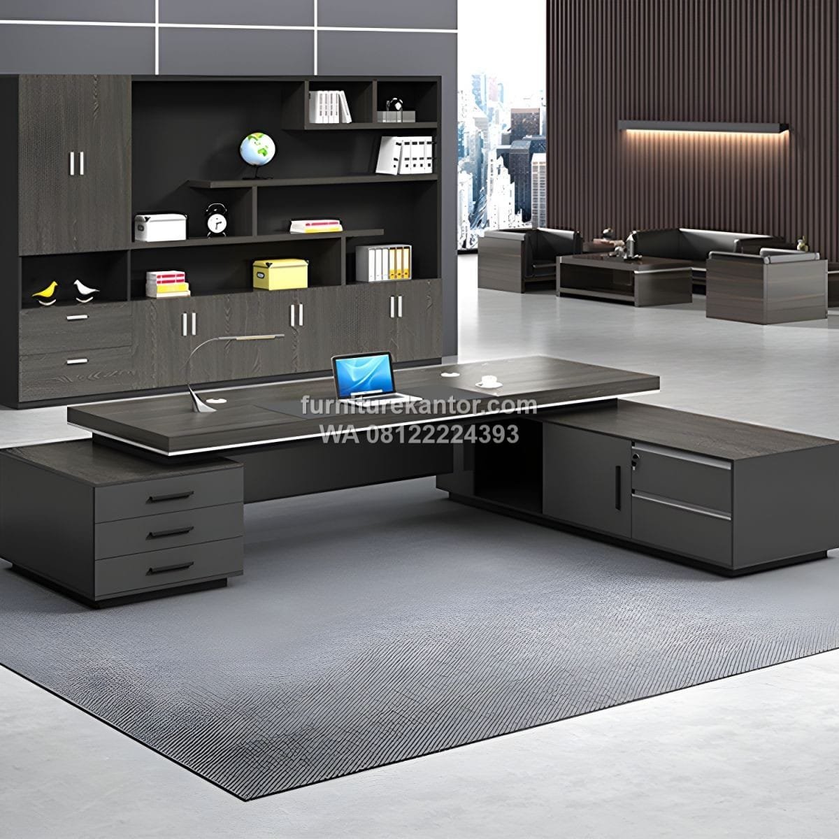Meja Direktur Elegan Dengan Credenza Minimalis - Image 2