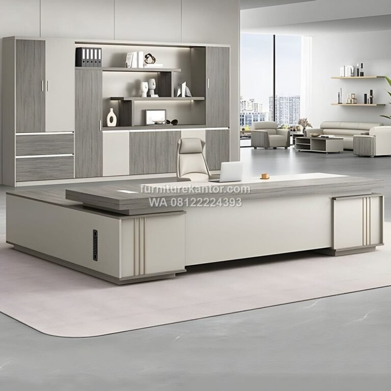 Meja Direktur Kantor Minimalis Premium Desain L Shape