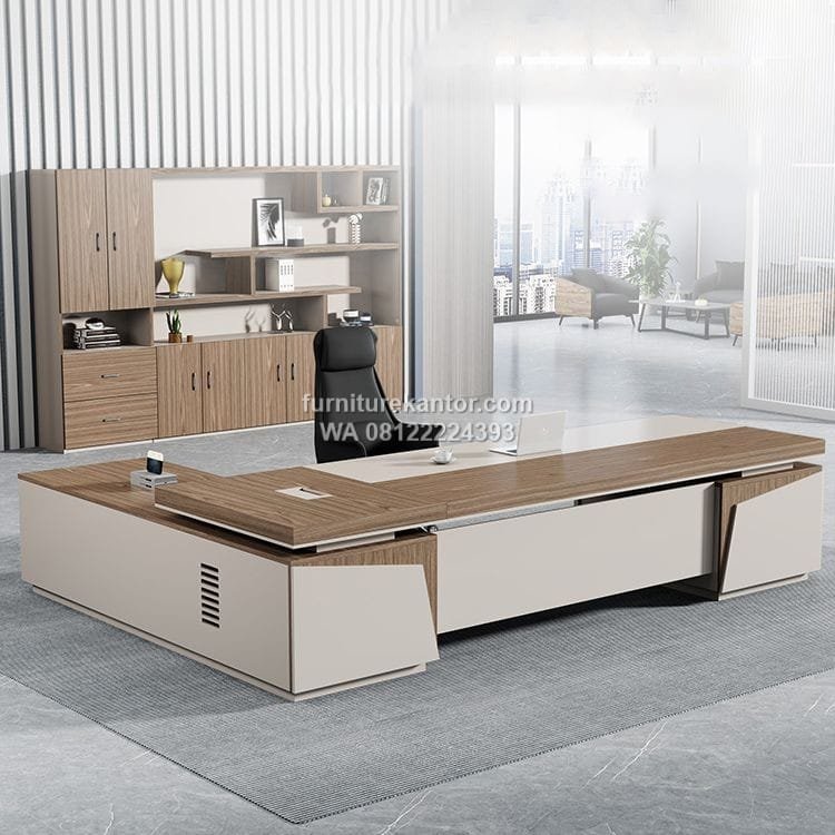 Meja Direktur Kantor Minimalis Warna Kayu Premium