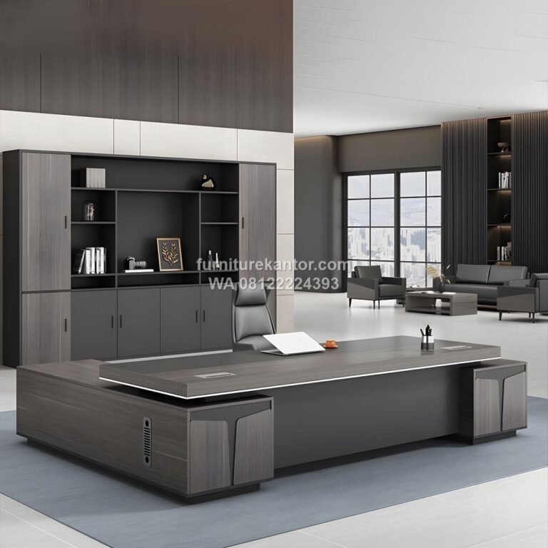 Meja Direktur L Shape Modern Laci Multifungsi