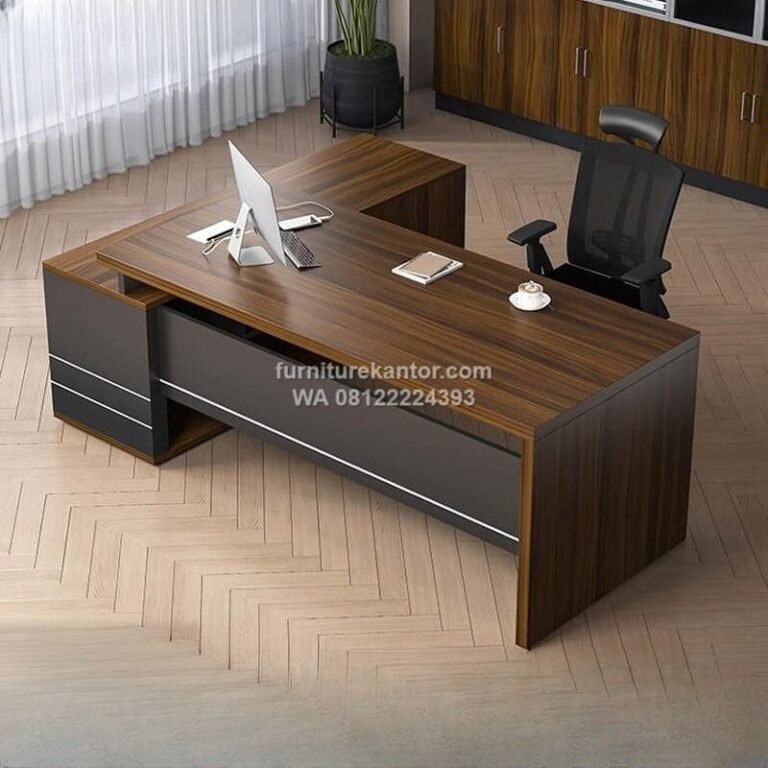 Meja Direktur Mewah Motif Kayu Minimalis Kontemporer