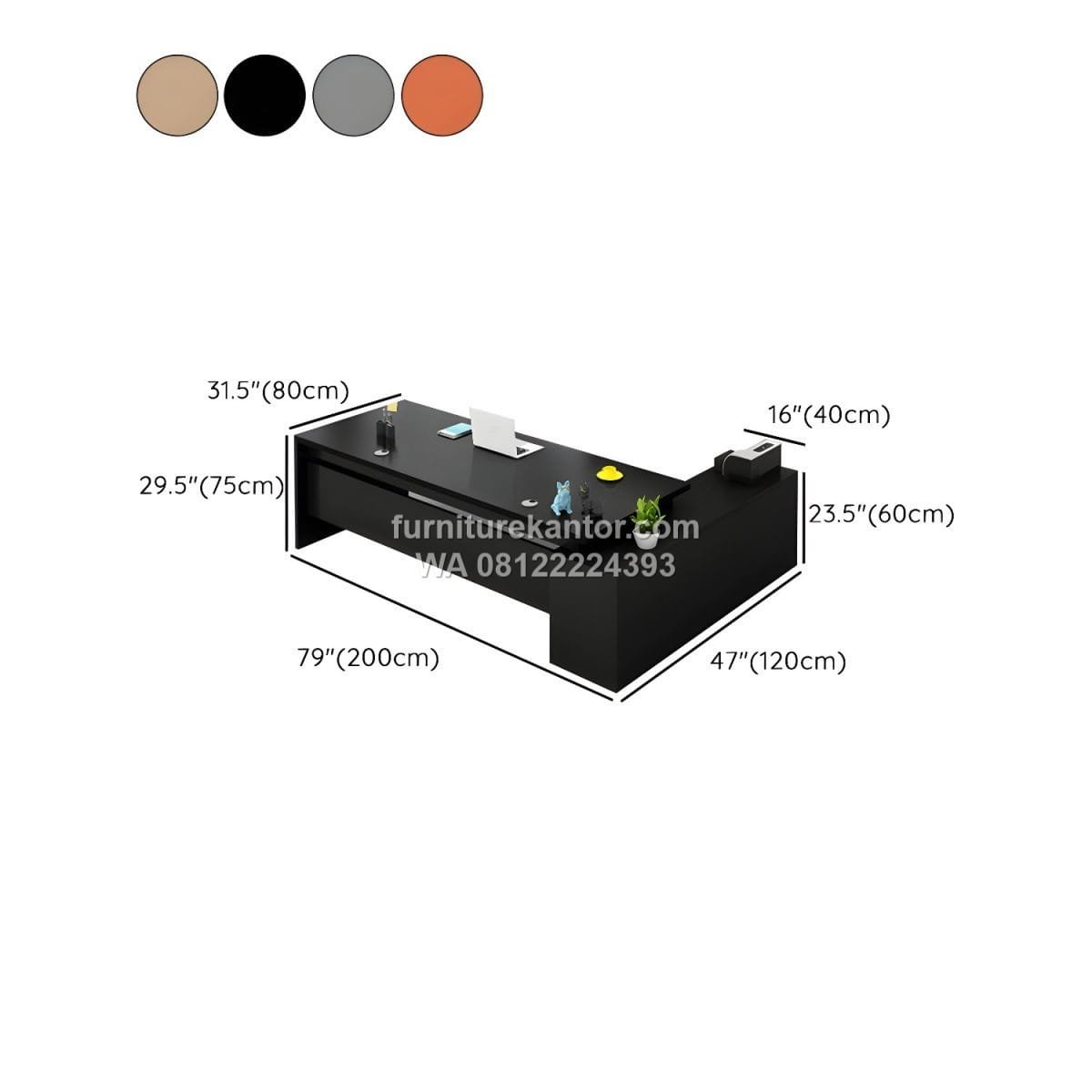Meja Direktur Minimalis Modern L Shape Terbaru - Image 3