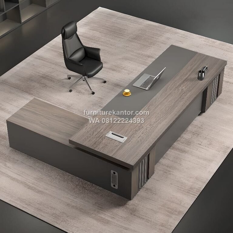 Meja Direktur Minimalis Premium Warna Abu Abu Elegan