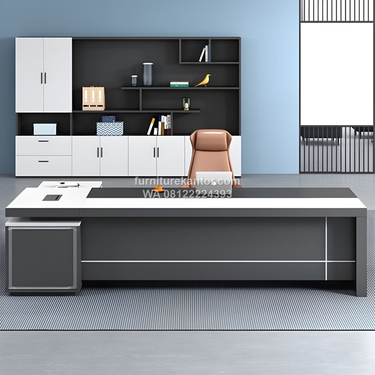 Meja Direktur Minimalis Scandinavian Plywood HPL Premium - Image 2