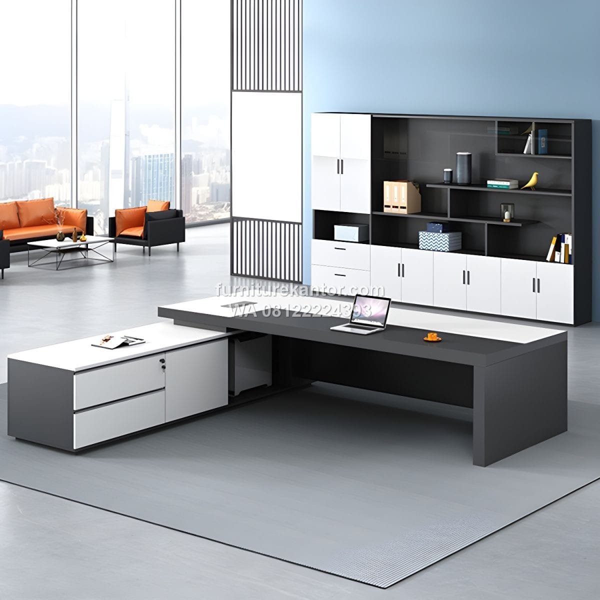 Meja Direktur Minimalis Scandinavian Plywood HPL Premium - Image 3