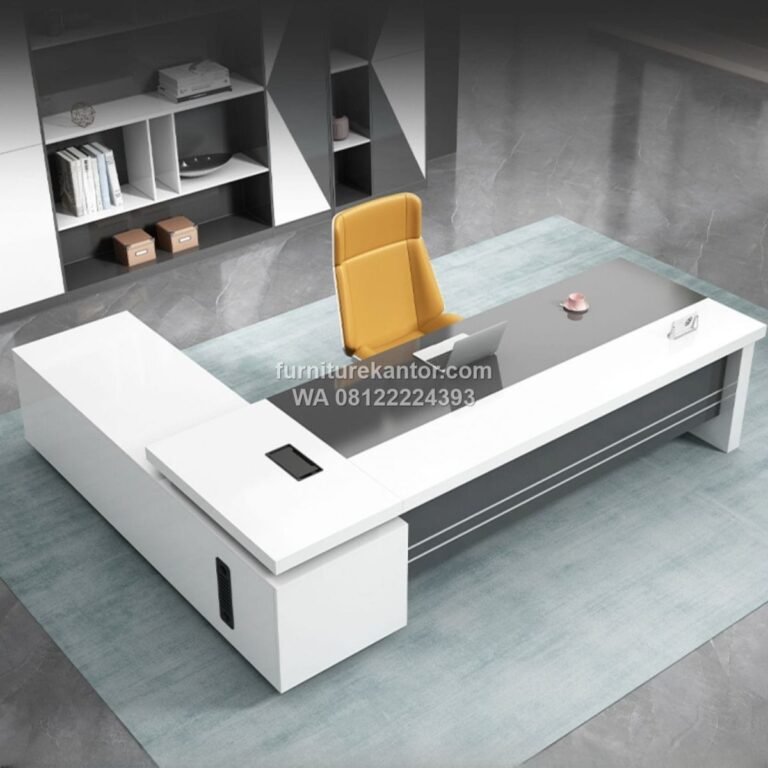 Meja Direktur Modern Dengan Penyimpanan Samping
