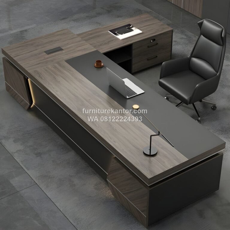 Meja Direktur Modern Elegan Warna Abu-abu