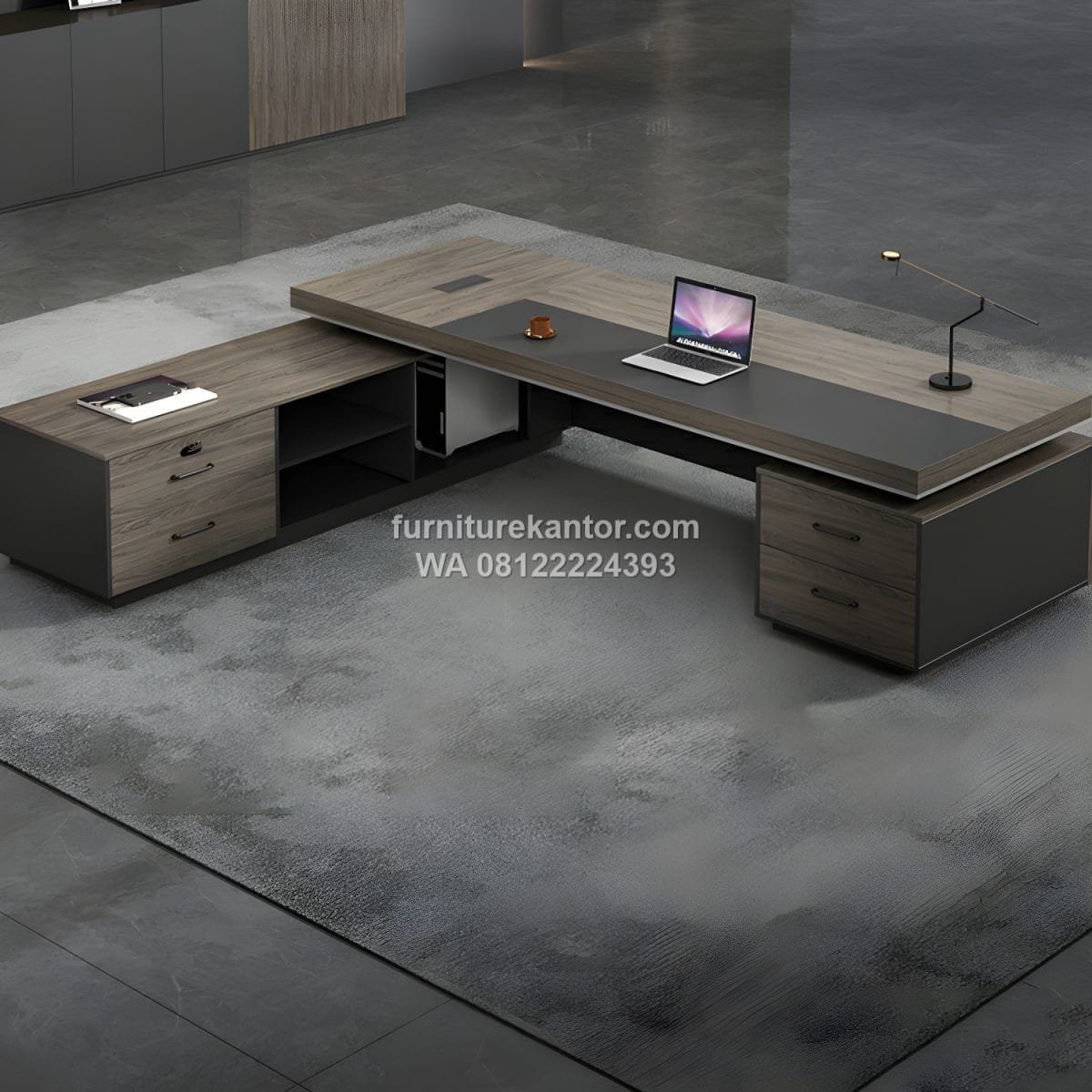 Meja Direktur Modern Elegan Warna Abu-abu - Image 3