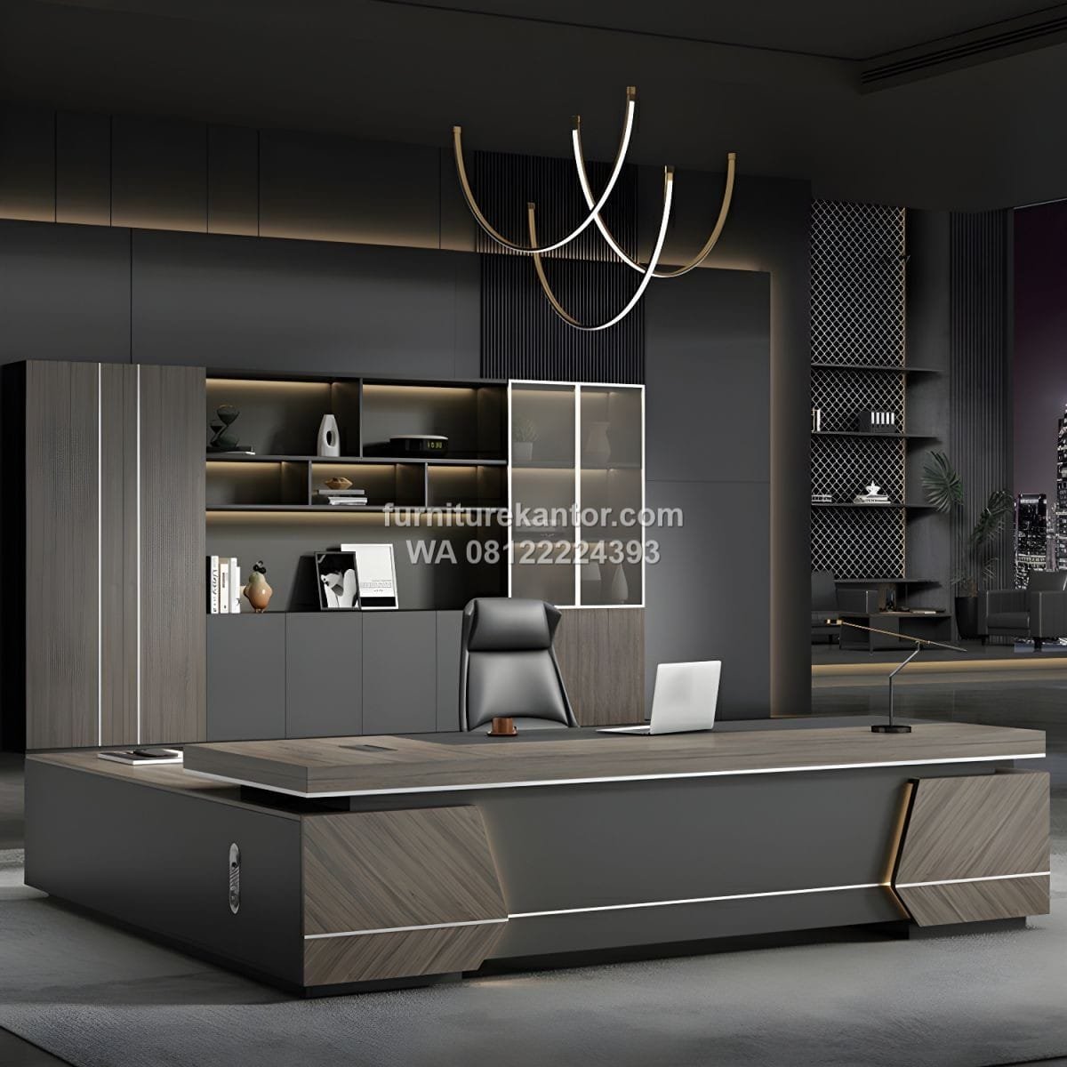 Meja Direktur Modern Elegan Warna Abu-abu - Image 2