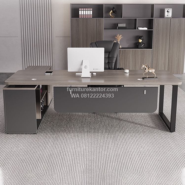 Meja Direktur Modern Kombinasi Besi Hitam Minimalis - Image 2