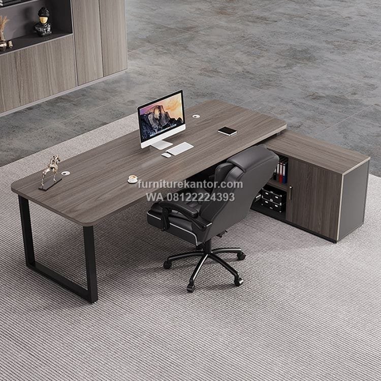 Meja Direktur Modern Kombinasi Besi Hitam Minimalis - Image 3