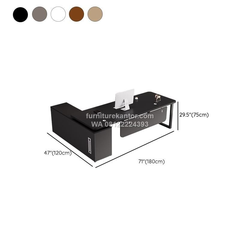 Meja Direktur Modern Kombinasi Besi Hitam Minimalis - Image 4