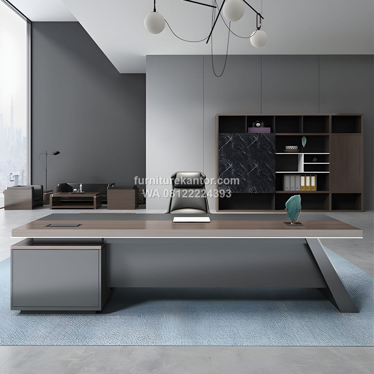 Meja Direktur Premium Model Minimalis L Shape - Image 3