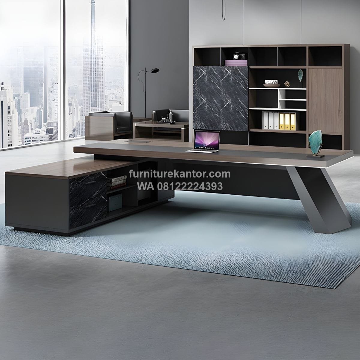 Meja Direktur Premium Model Minimalis L Shape - Image 4