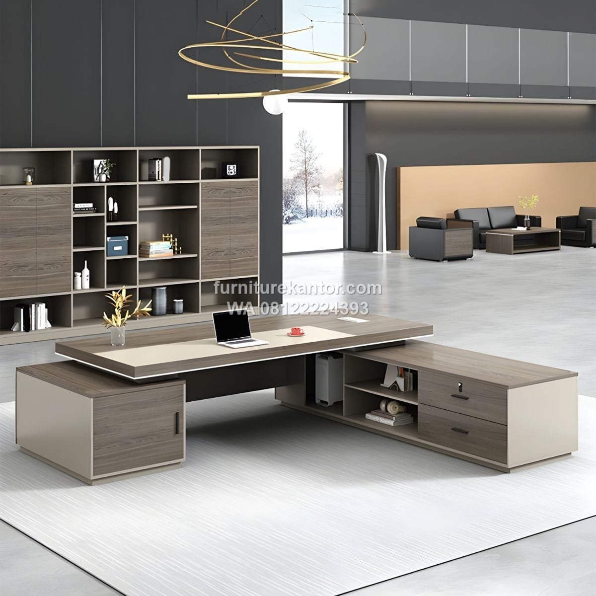 Meja Kantor Direktur Minimalis Modern L Shape Terbaru - Image 2