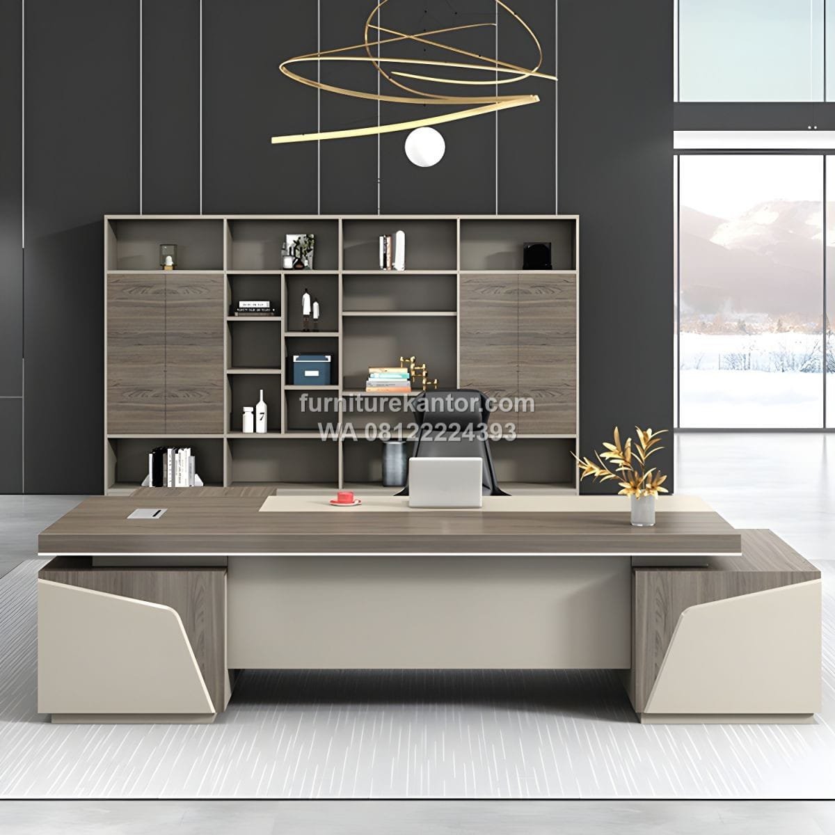 Meja Kantor Direktur Minimalis Modern L Shape Terbaru - Image 3