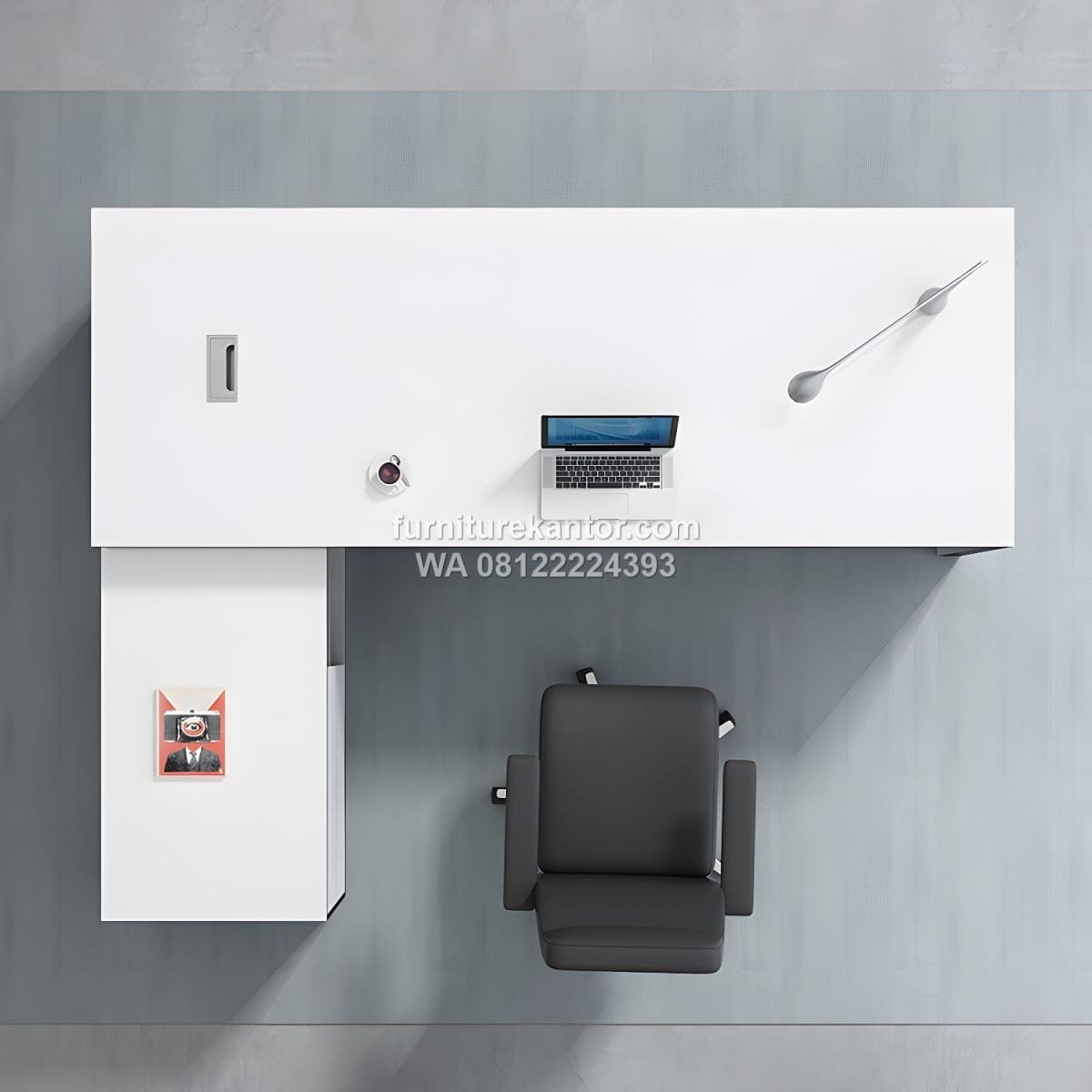 Meja Kantor Eksekutif Bentuk L Modern Warna Putih - Image 3