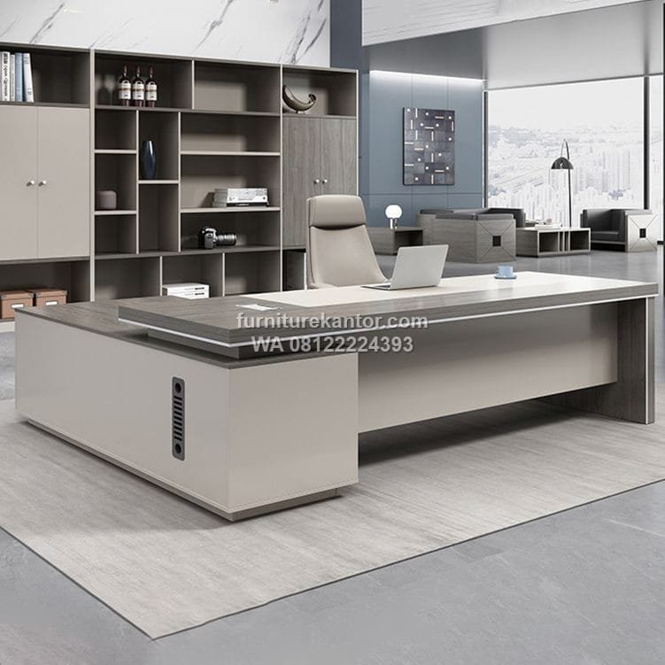 Meja Kantor Eksekutif dengan Laci Desain Bentuk L - Image 2