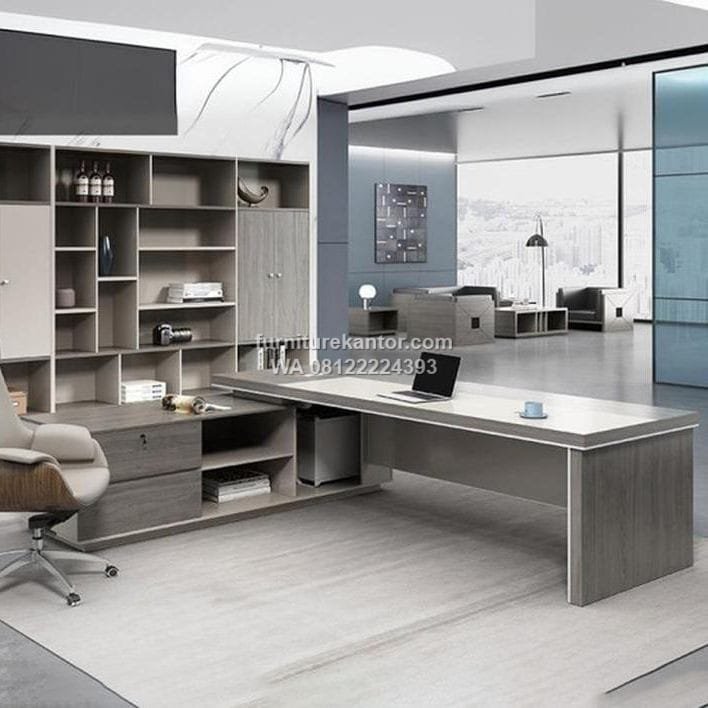 Meja Kantor Eksekutif dengan Laci Desain Bentuk L - Image 3