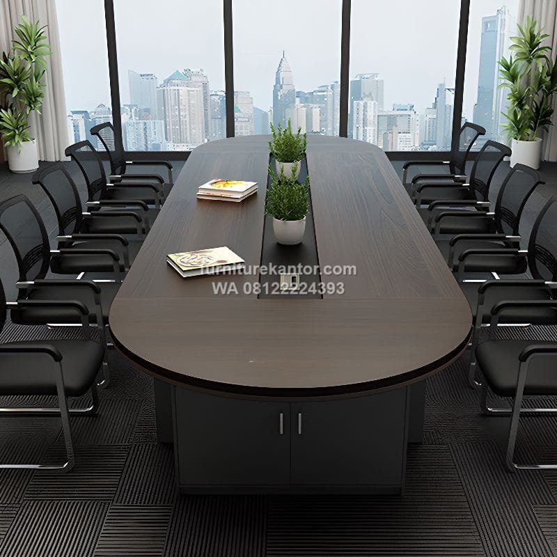 Meja Meeting Kantor Oval Minimalis Modern Untuk 10 Kursi - Image 2