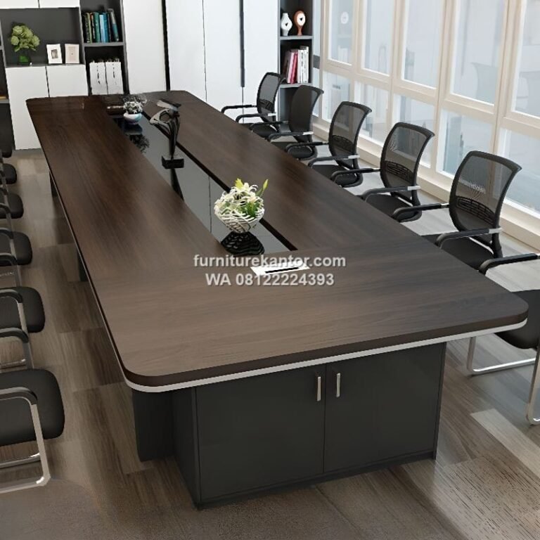 Meja Meeting Minimalis Besar Dengan Penyimpanan