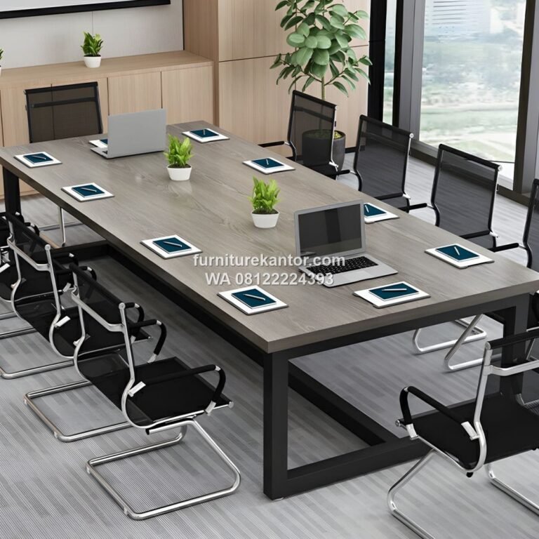 Meja Meeting Minimalis Kaki Besi Untuk 10 Orang