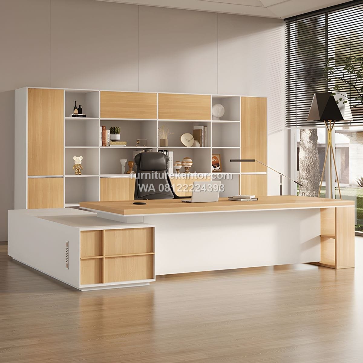 Meja Pimpinan Modern Dengan Credenza Samping - Image 2