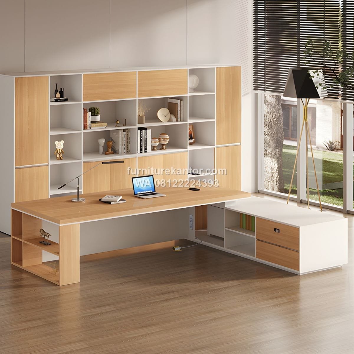 Meja Pimpinan Modern Dengan Credenza Samping - Image 4